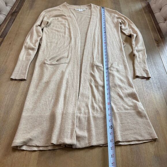 Veronica Beard Danzie Longline Cardigan Small Beige Wool Blend Lightweight - Picture 4 of 11